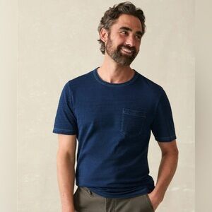 FAHERTY Men’s Short Sleeve Pocket Tee Indigo Blue Size XS